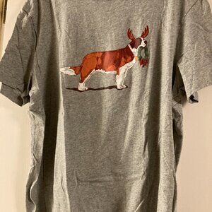 J. Crew Men's St. Bernard Dog Christmas Gray Graphic Tee Shirt XL Re-Imagined